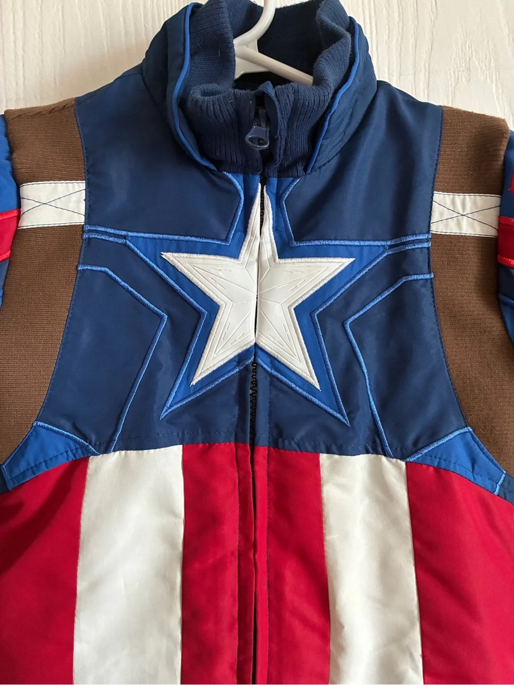Disney Marvel Captain America Puffer Jacket Size 4 Full Zip Patriotic